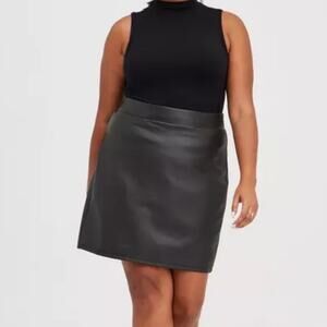 Torrid Black Faux Leather Conted Ponte High Waist Mini Skirt 2X NWT 15881729